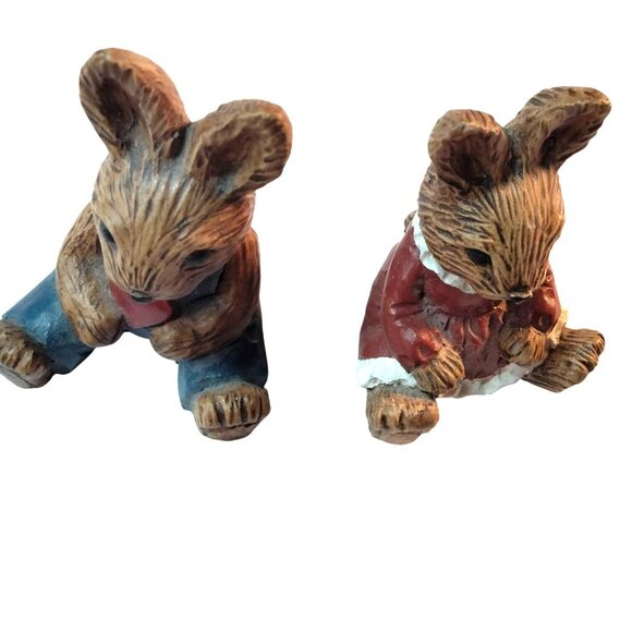 Bunny Courting Couple Figurines Easter Heart Love Wedding Anniversary - Picture 8 of 9